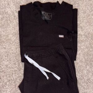 Figs Black Scrub Set with White Drawstring - Large